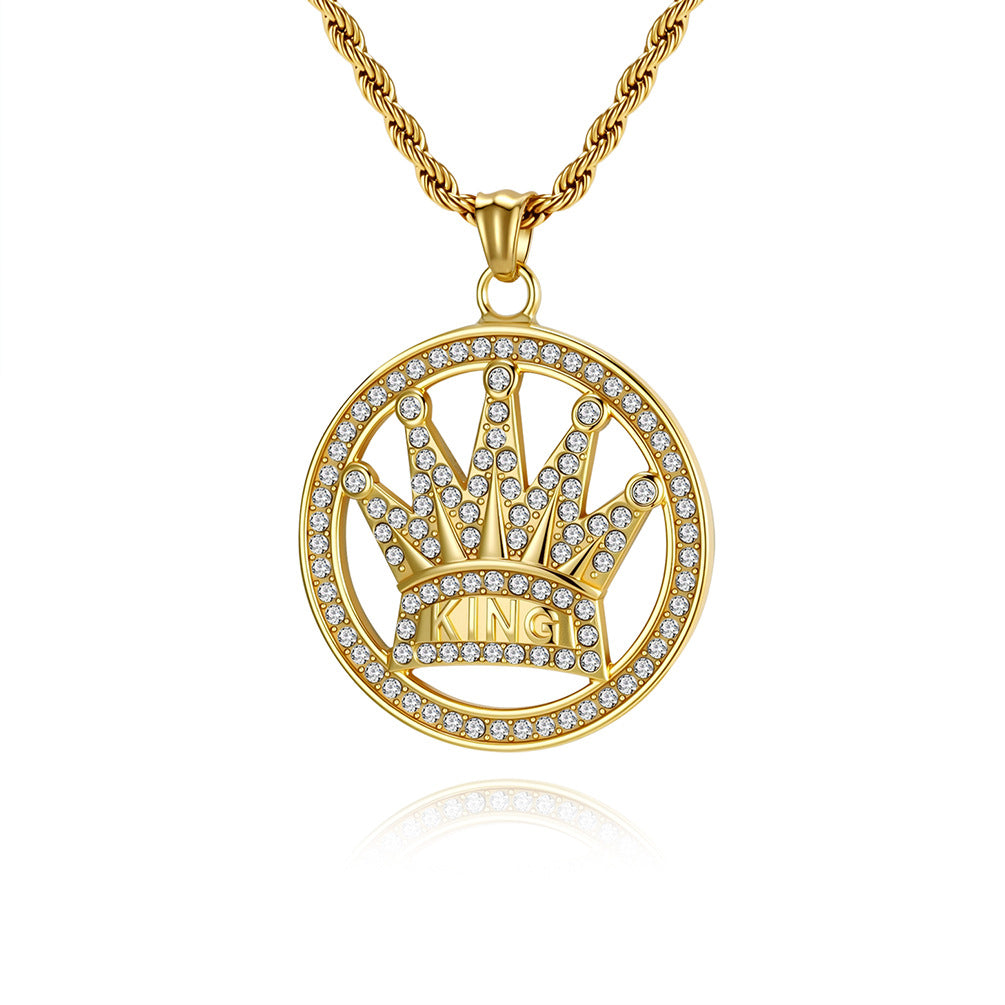 Crystal Crown King Pendant — Silver or Gold