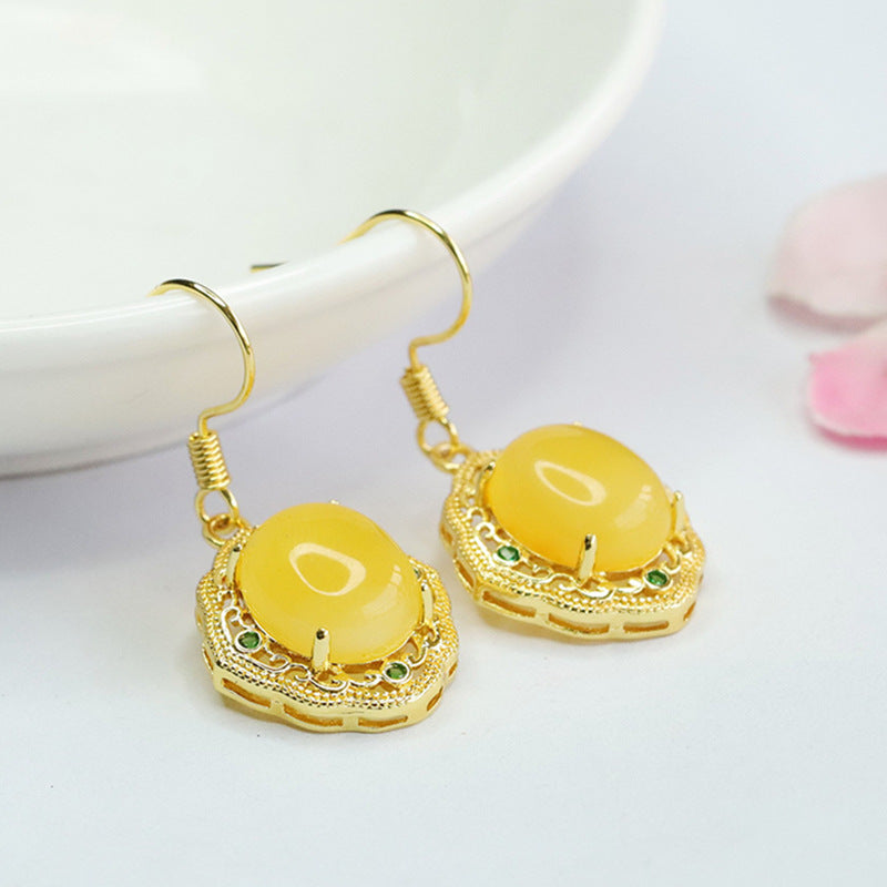 Beeswax Amber Openwork Drop Earrings