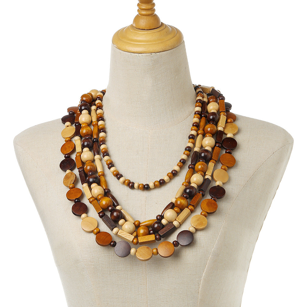 Planderful Savanna Rhythms Necklace and Earrings Set – Unique Multi-Layer Geometric Design