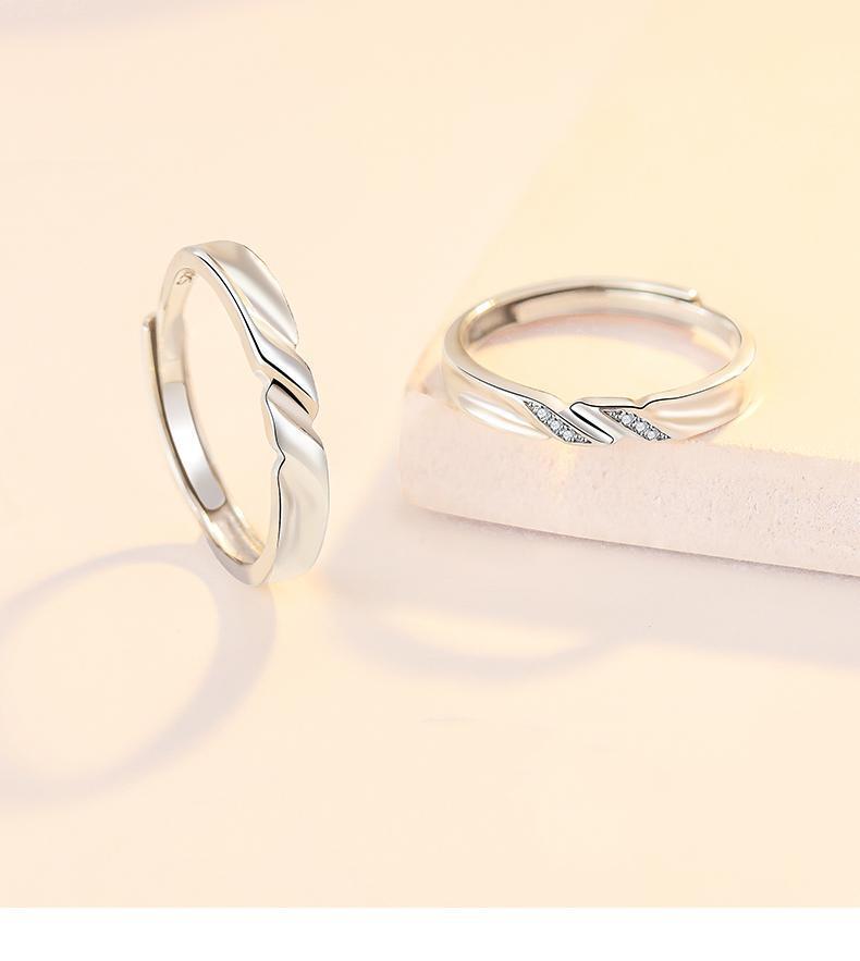 Planderful 925 Sterling Silver Open Couple Ring For Women Korean Style Adjustable Gift High End