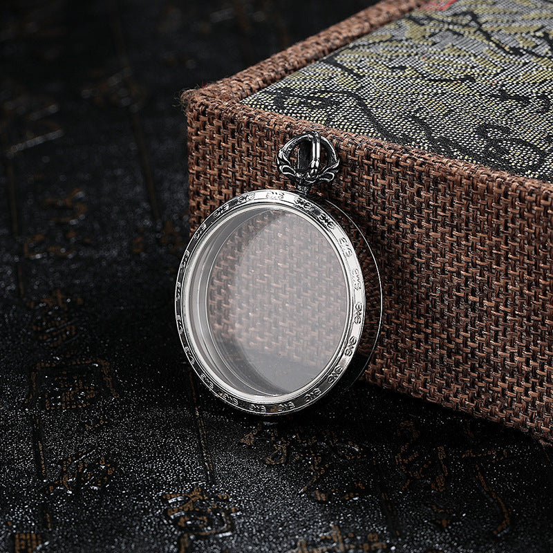 Steel Necklace – Elegant Double-Sided Thangka Pendant In Gawu Box Glass Mirror For Everyday Wear