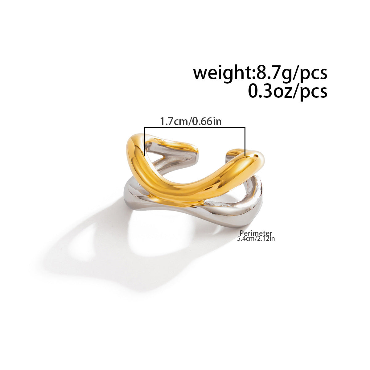 Planderful Vienna Verve Stainless Steel Mixed Color Splicing Ring For Women Opening Statement Jewelry
