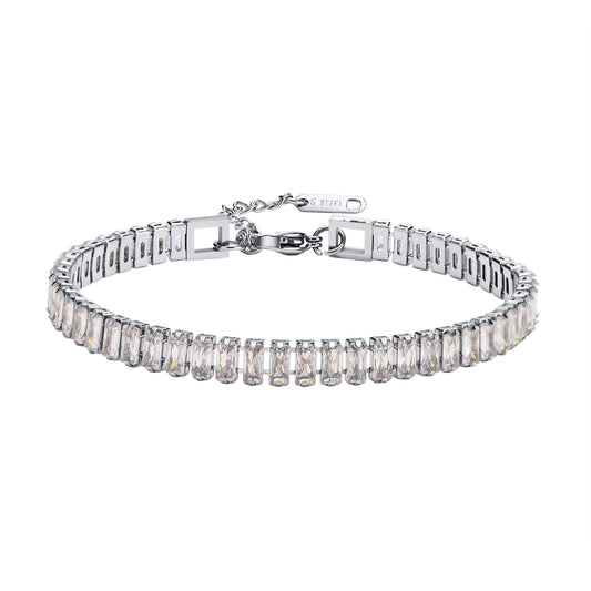 Stainless Steel Versatile Simple Women's White Zircon Bracelet