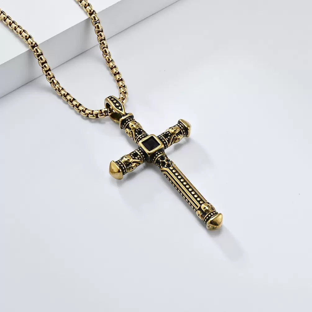 Planderful Stainless Steel Cross Necklace For Men Timeless Vintage Style Engraved Gift