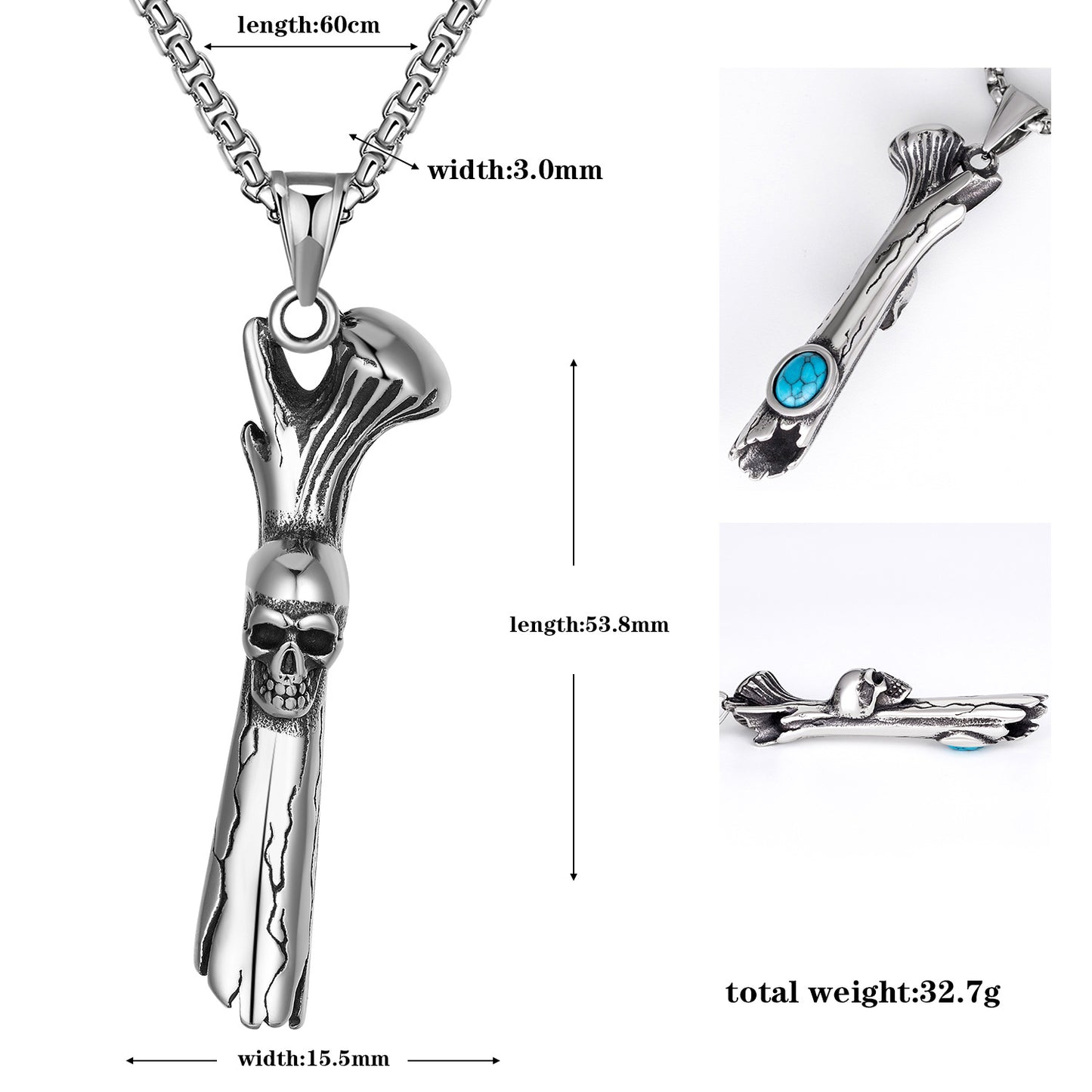 Steel Necklace – Vintage Retro Skull