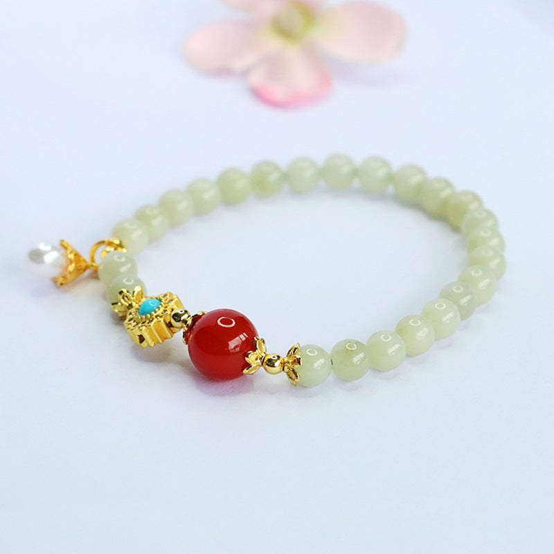 Hetian Jade & Red Agate Fortune Bracelet