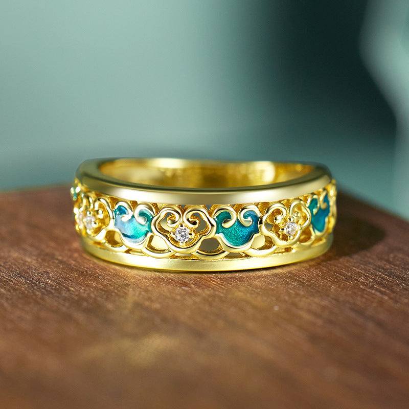 Original New Chinese Ruyi Cloud Pattern Ring for Women 925 Guochao Silver Jewelry