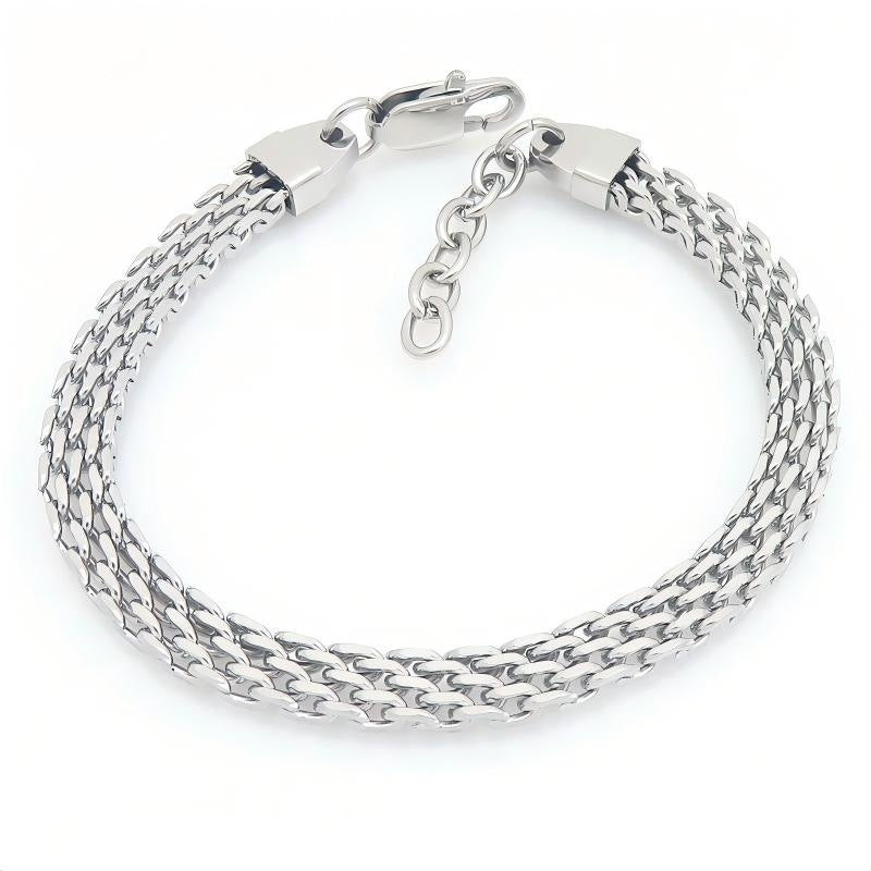 Mesh Chain Bracelet Cut Woven Chain Including Extension Chain Stainless Steel Unisex