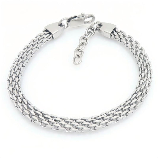Mesh Chain Bracelet Cut Woven Chain Including Extension Chain Stainless Steel Unisex