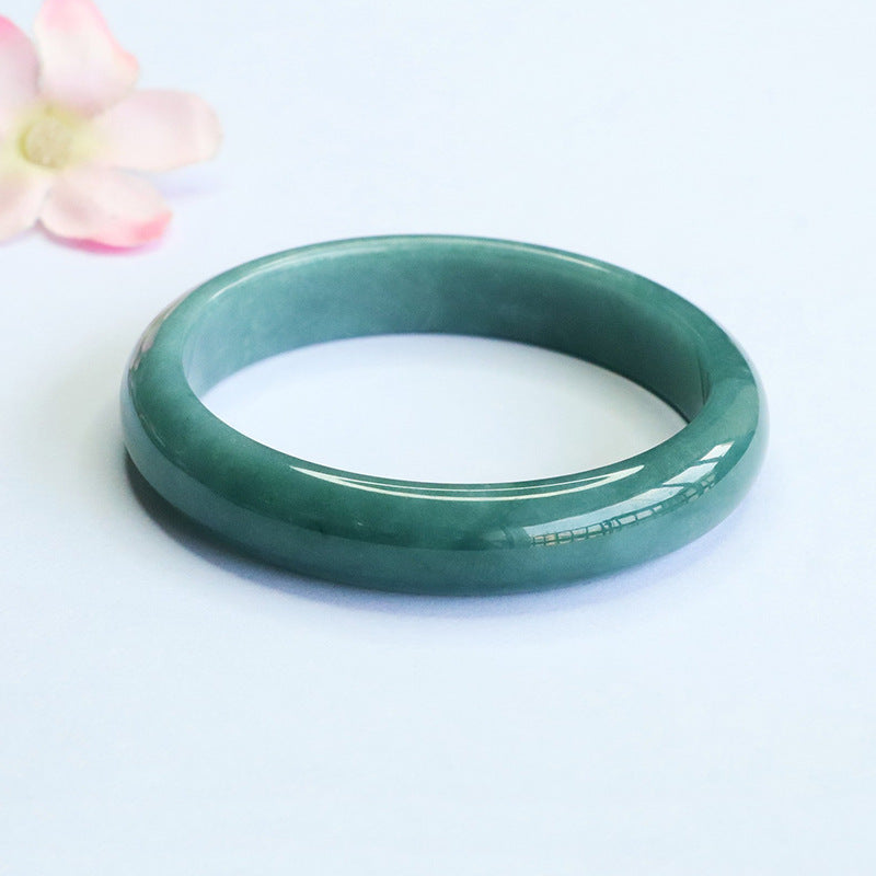 Blue Water Jadeite Classic Round Bangle