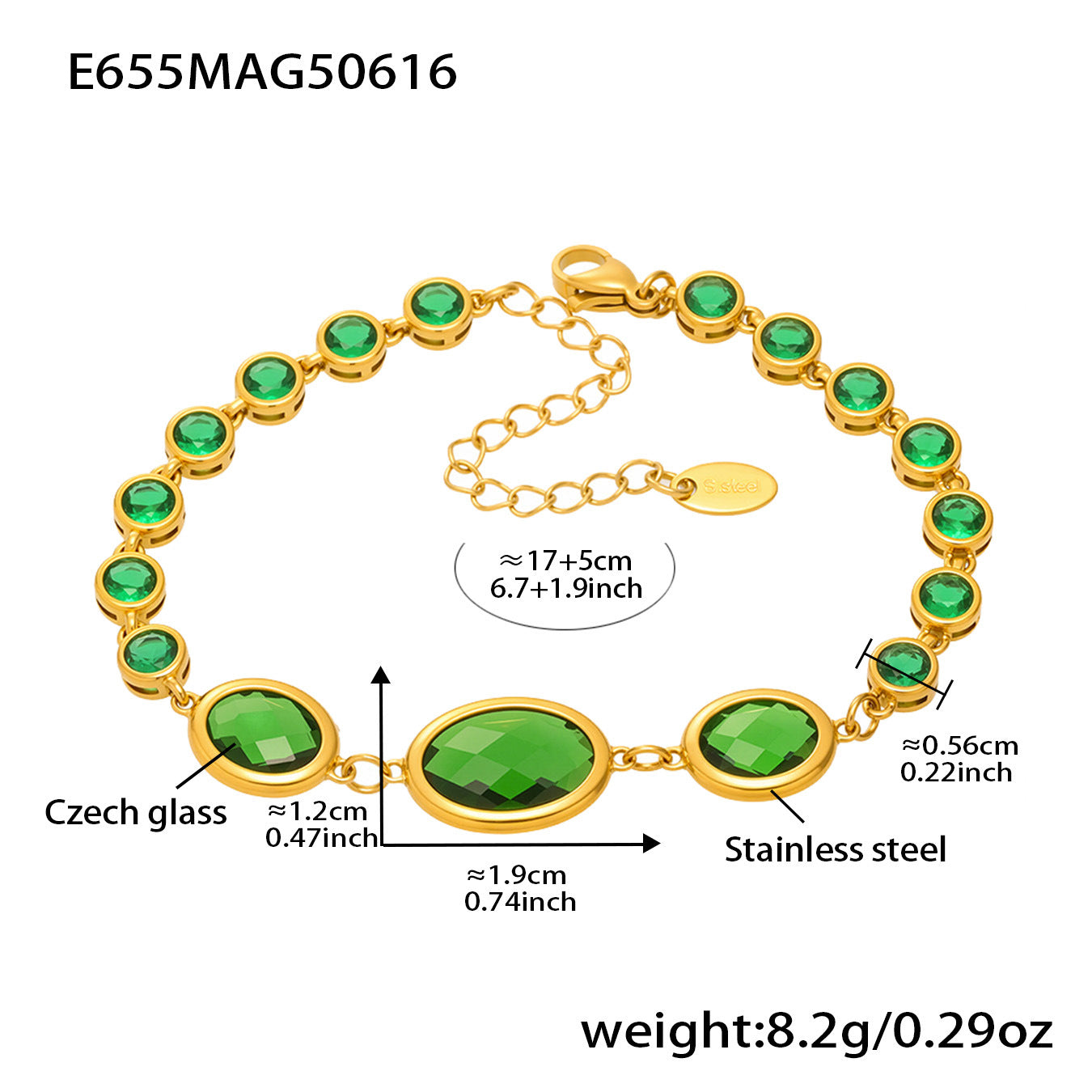 Planderful Crystal Glass Bracelet 18K Gold Plated For Women