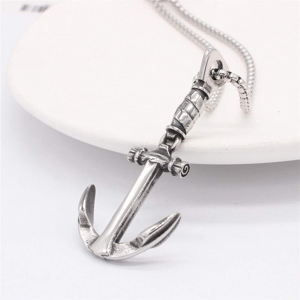 Retro Boat Anchor Pendant Titanium Steel Unisex Jewelry Protective Statement By Planderful Everyday Genie