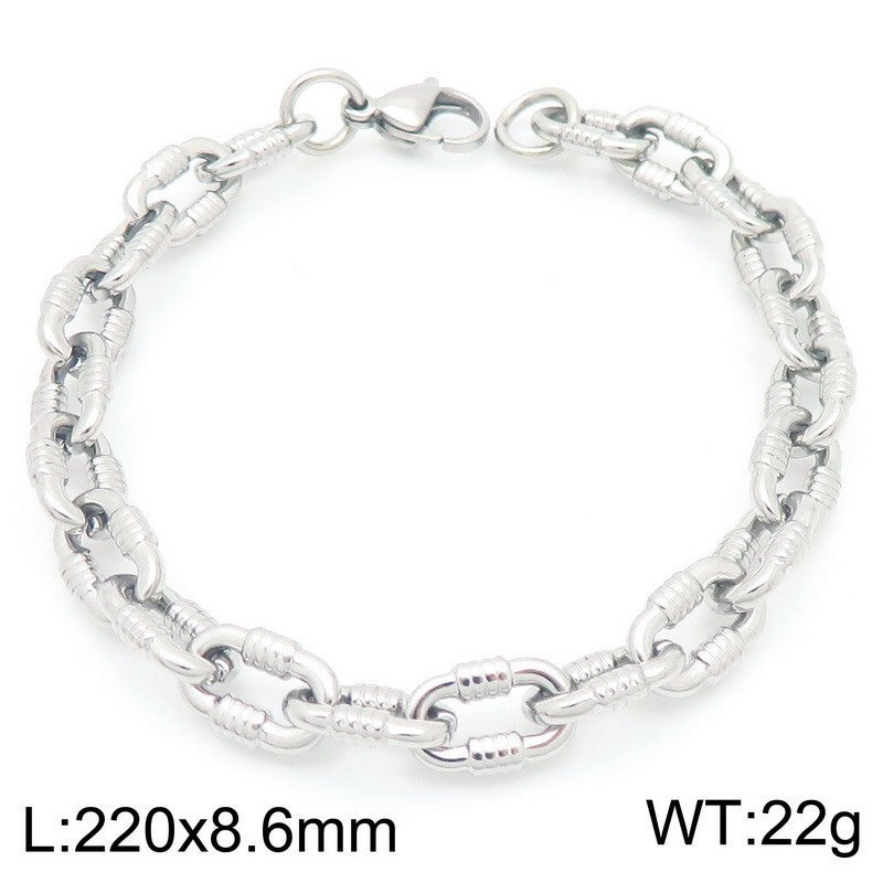Planderful Unisex Hip Hop Stainless Steel Bracelet