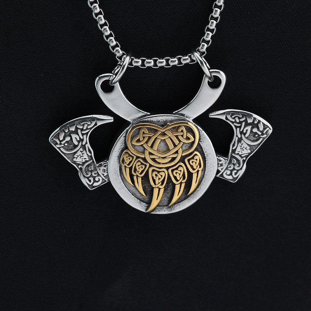 Vintage Nordic Men's Stainless Steel Viking Axe Pendant