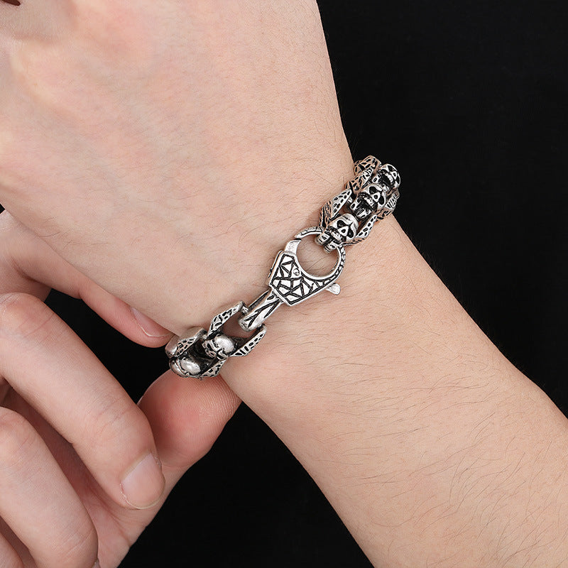 Planderful Skull Bracelet Men Titanium Steel Retro Style