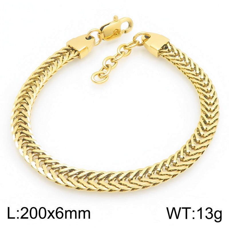 Encryption Keel Chain Adjustable Fox Tail Wheat Ear Woven Stainless Steel Unisex Bracelet