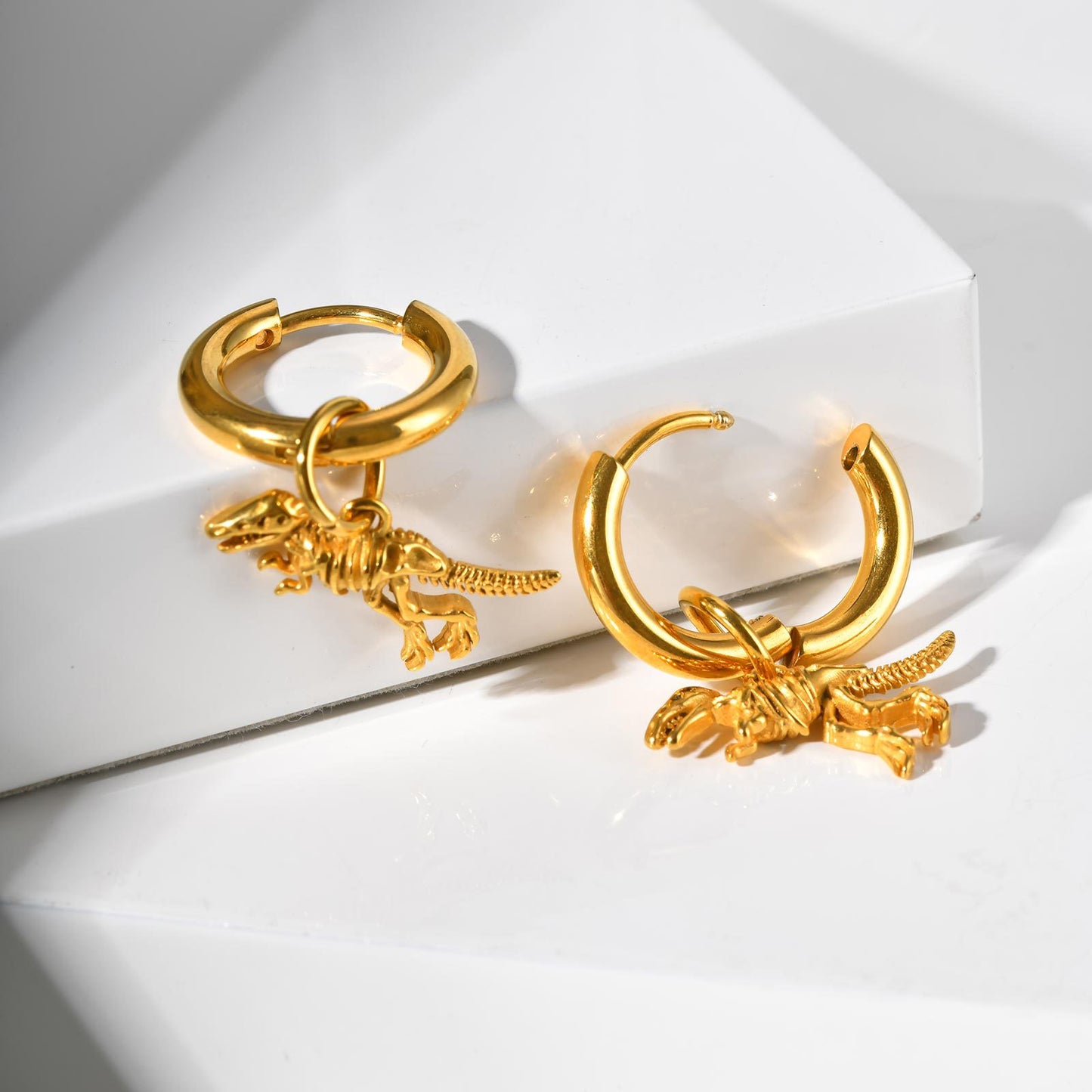 Planderful Steel Dinosaur Skeleton Earrings Unisex Gift