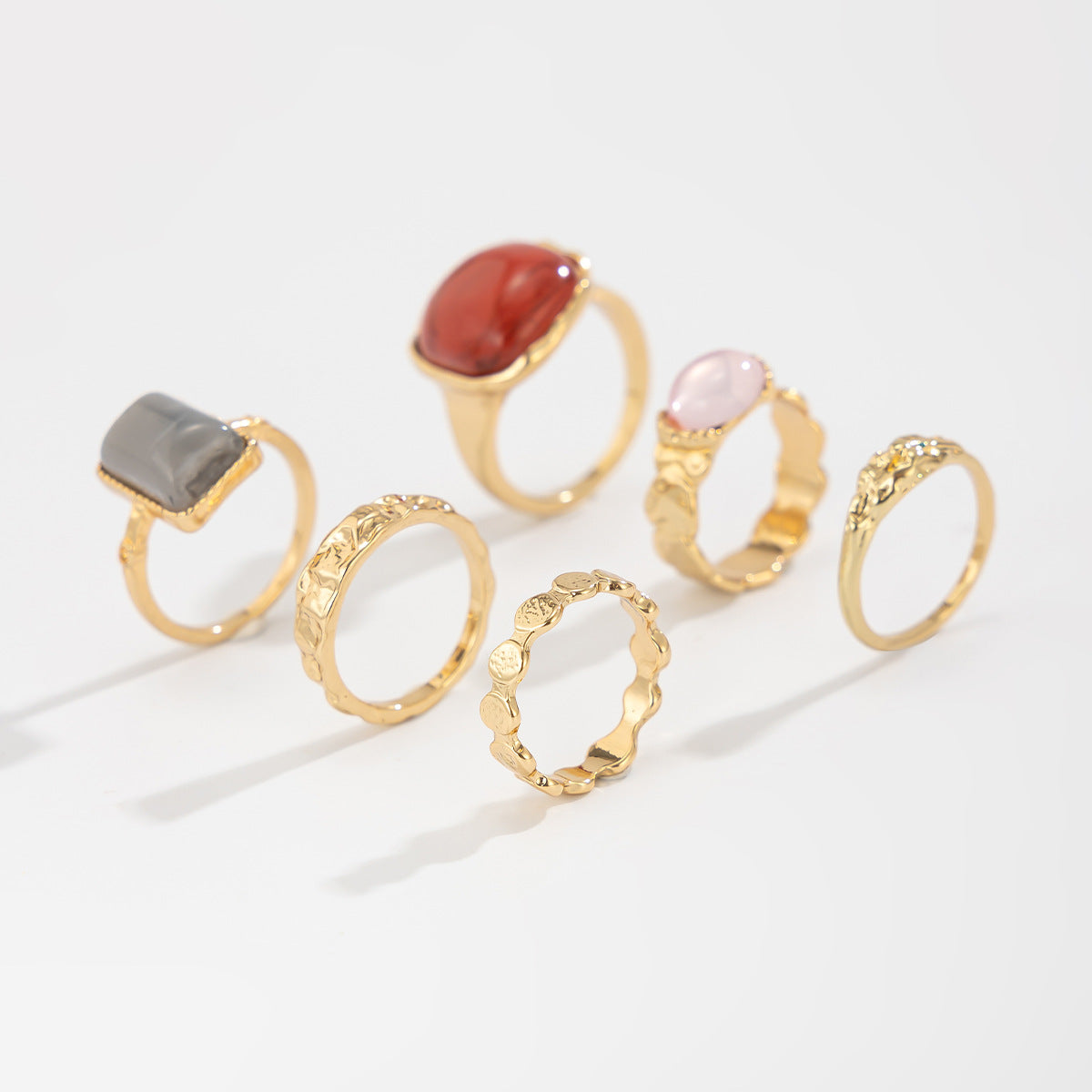 Planderful Vienna Verve Gemstone Ring Set Stackable Lava Rings For Bold Fashion Lovers Statement Jewelry