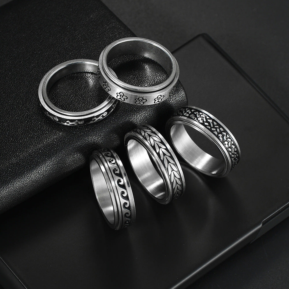 Rotating Titanium Steel Pressure Relieving Ring - Unisex US Standard Size 5-12 from Planderful Collection