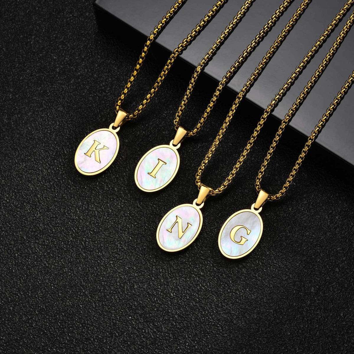 Gold Oval Initial Letter Pendant — A–Z