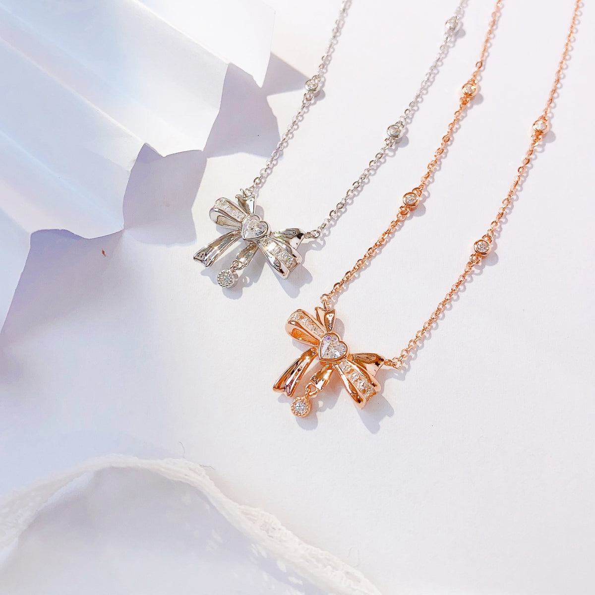Bow Female S925 Sterling Silver Women's Pendant Necklace