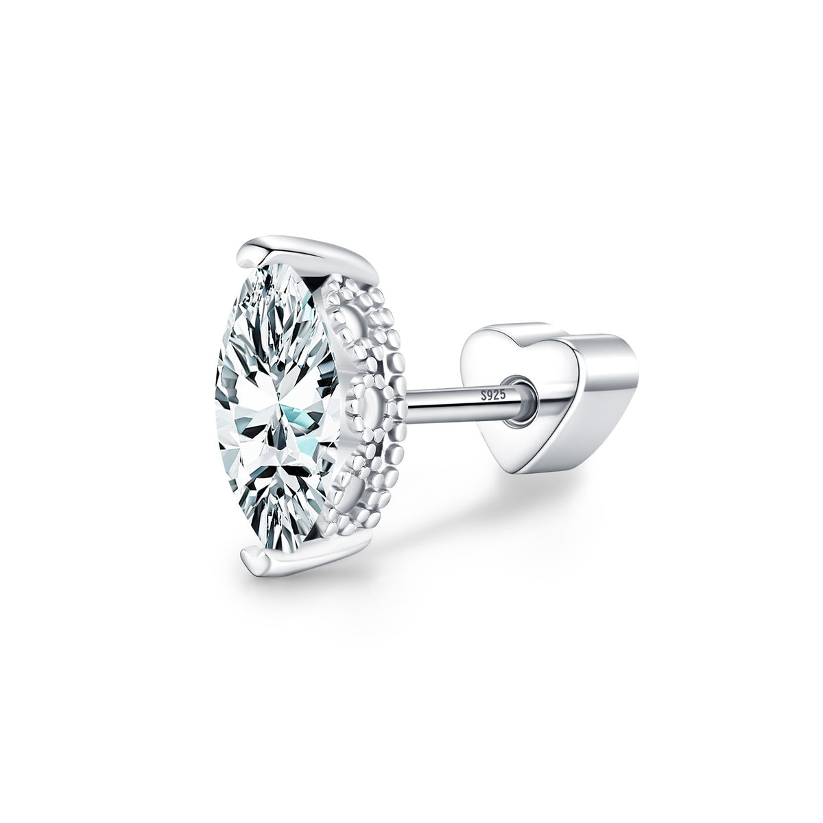 925 Sterling Silver Petite Moissanite Threaded Stud