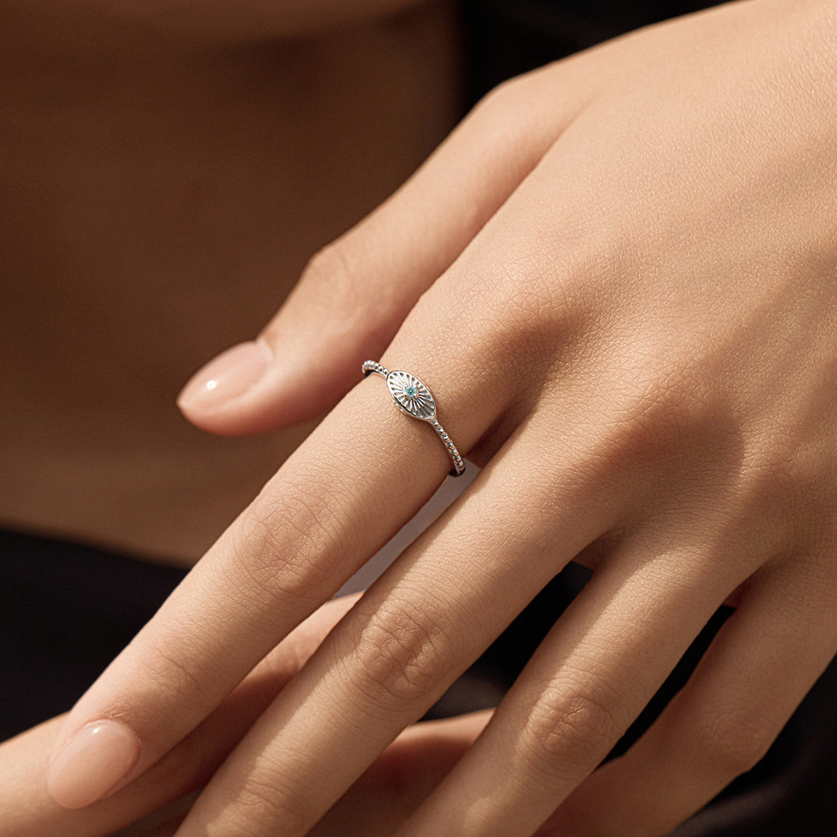 S925 Sterling Silver Moissanite Eye Stacking Ring