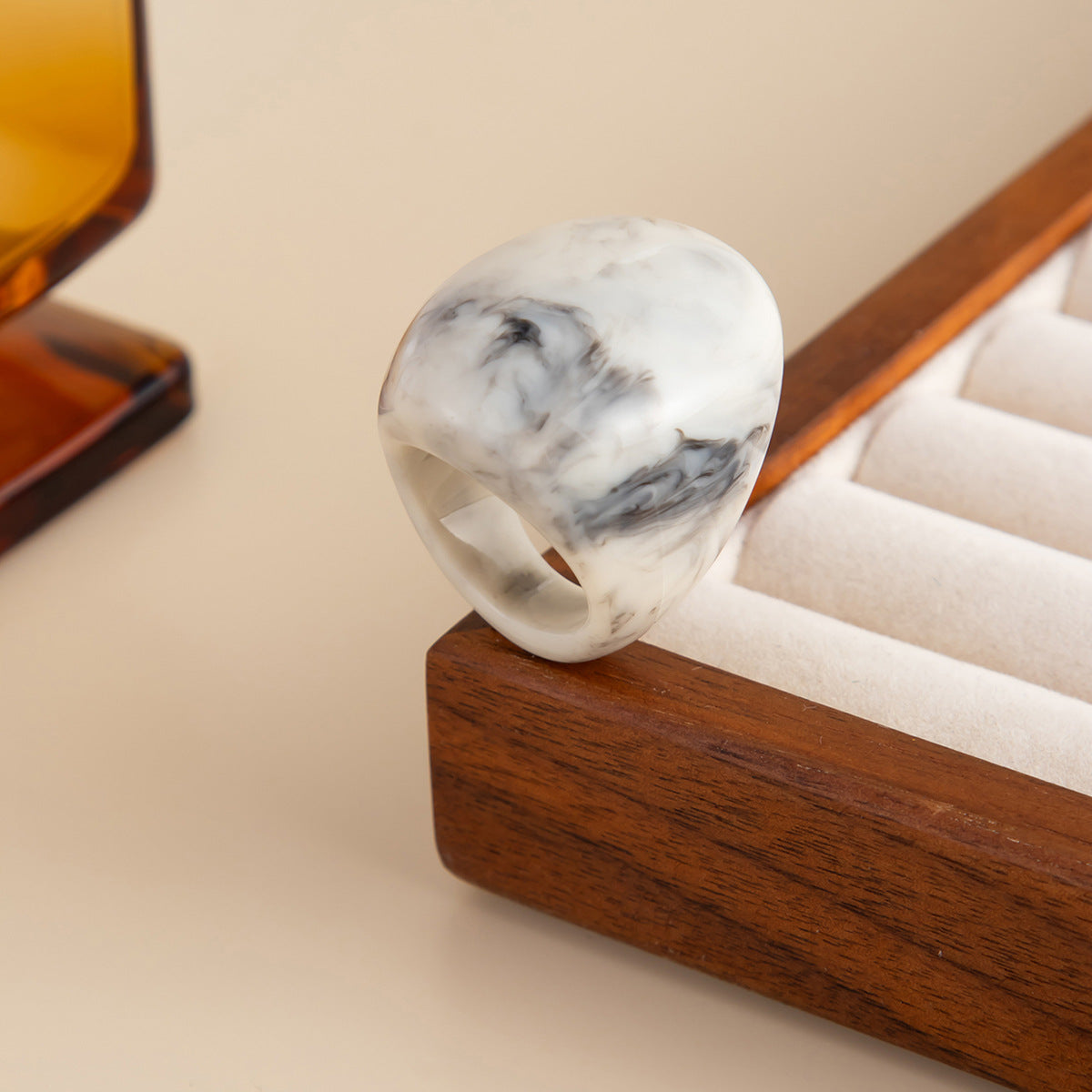 Planderful Collection Resin Ring Vienna Verve Bold Color Smudge Geometric Wide Statement Unisex Jewelry