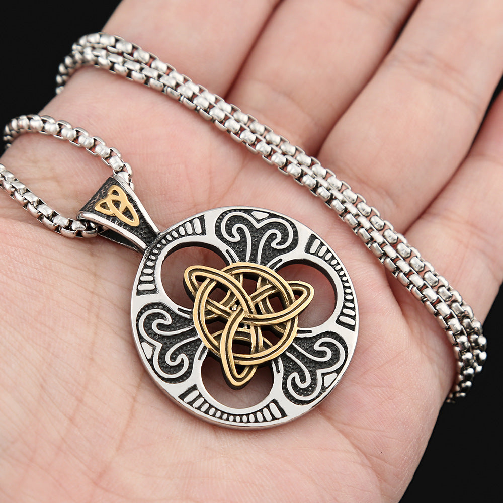 Foreign Trade Explosion Stainless Steel Irish Knot Pendant Necklace for Men