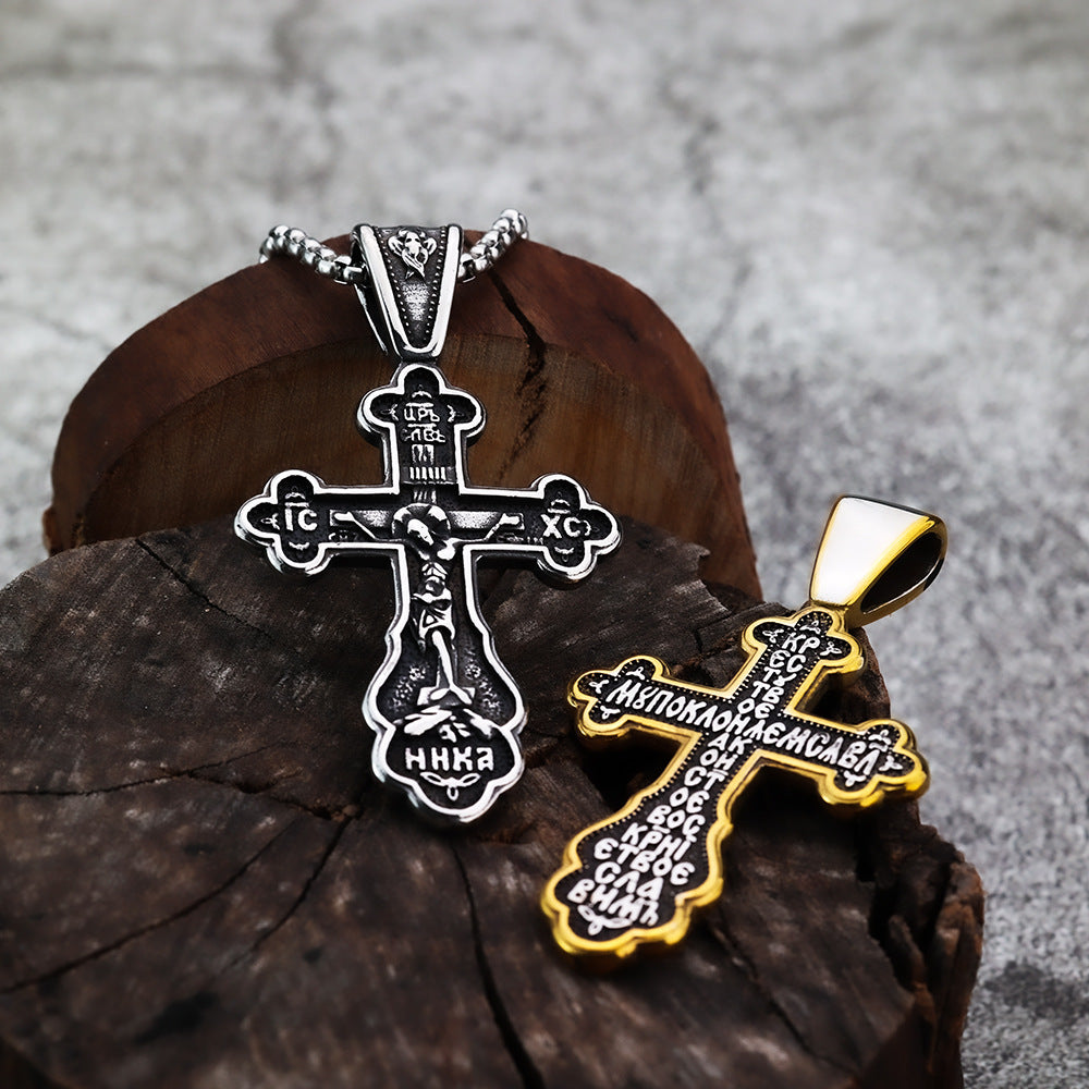 Cross Fashionable Stainless Steel Men's Pendant Necklace