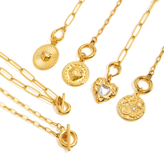 Heart Shell Zircon Stainless Steel Pendant