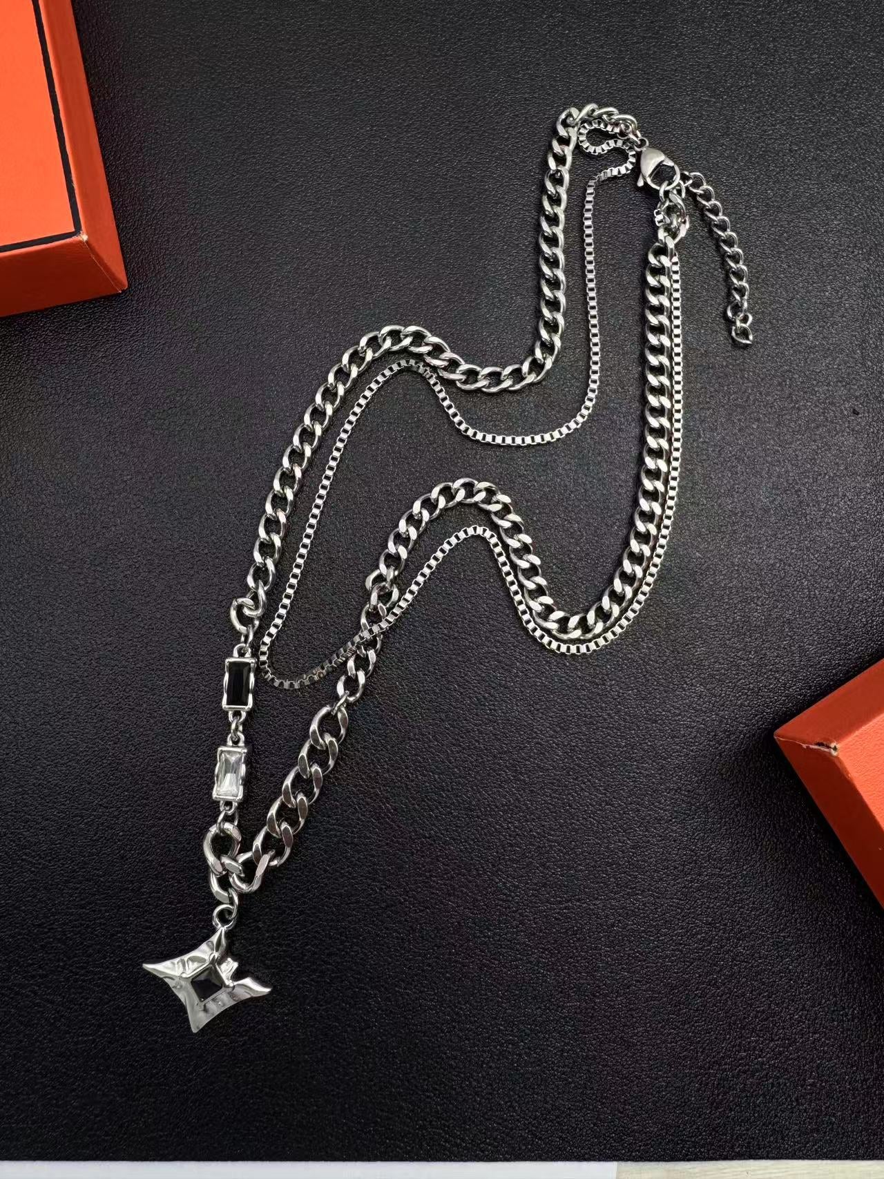 Planderful Jewelry Steel Necklace Double Layer Everyday Genie