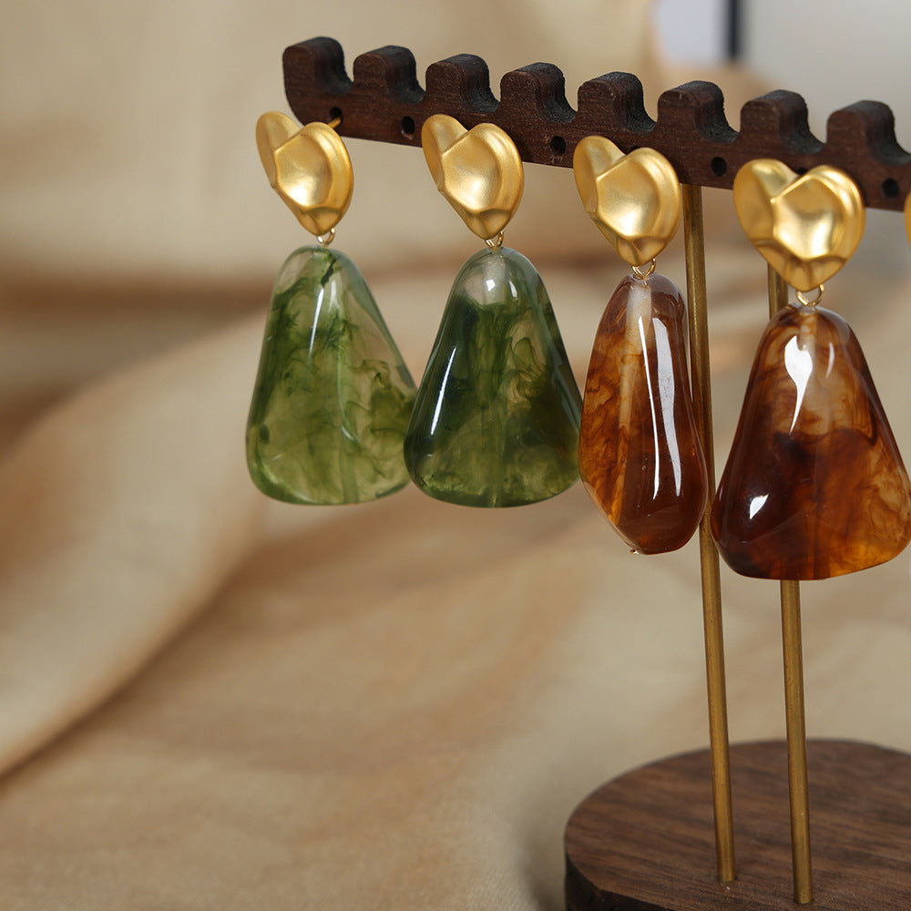 Retro Court Style Resin Geometric Earrings for Women