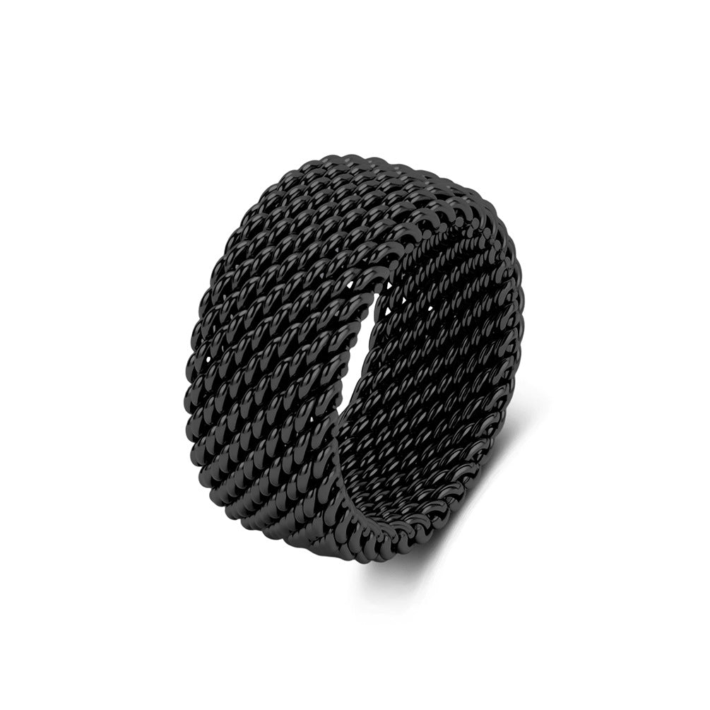 Planderful Everyday Genie Gold Plated Stainless Steel Woven Mesh Ring Unisex Statement Jewelry