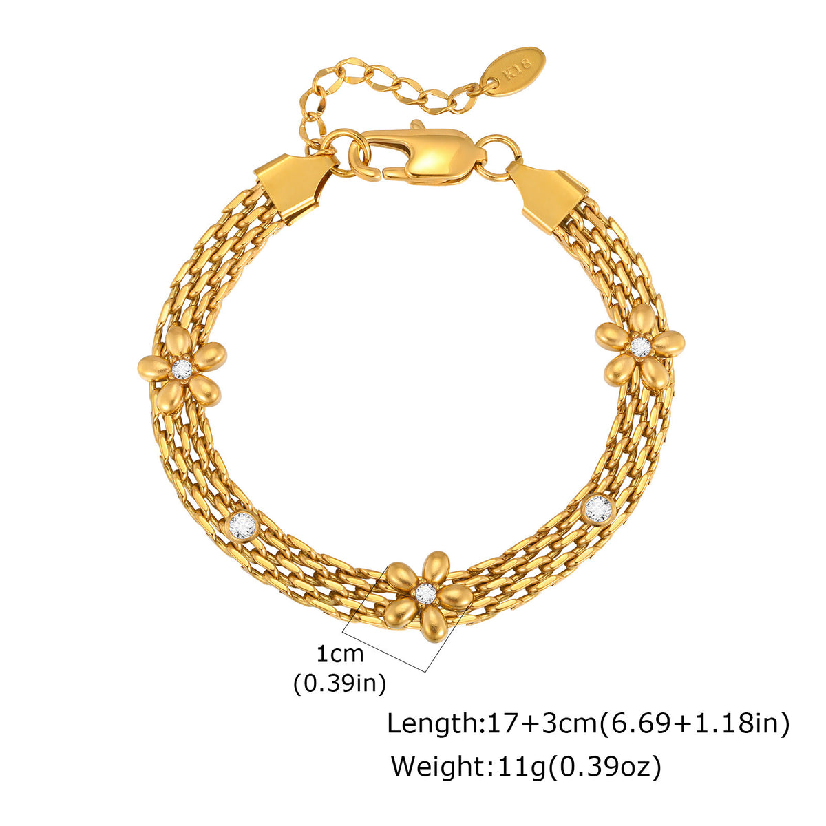 Flower Shell Zircon Stainless Steel Bracelet