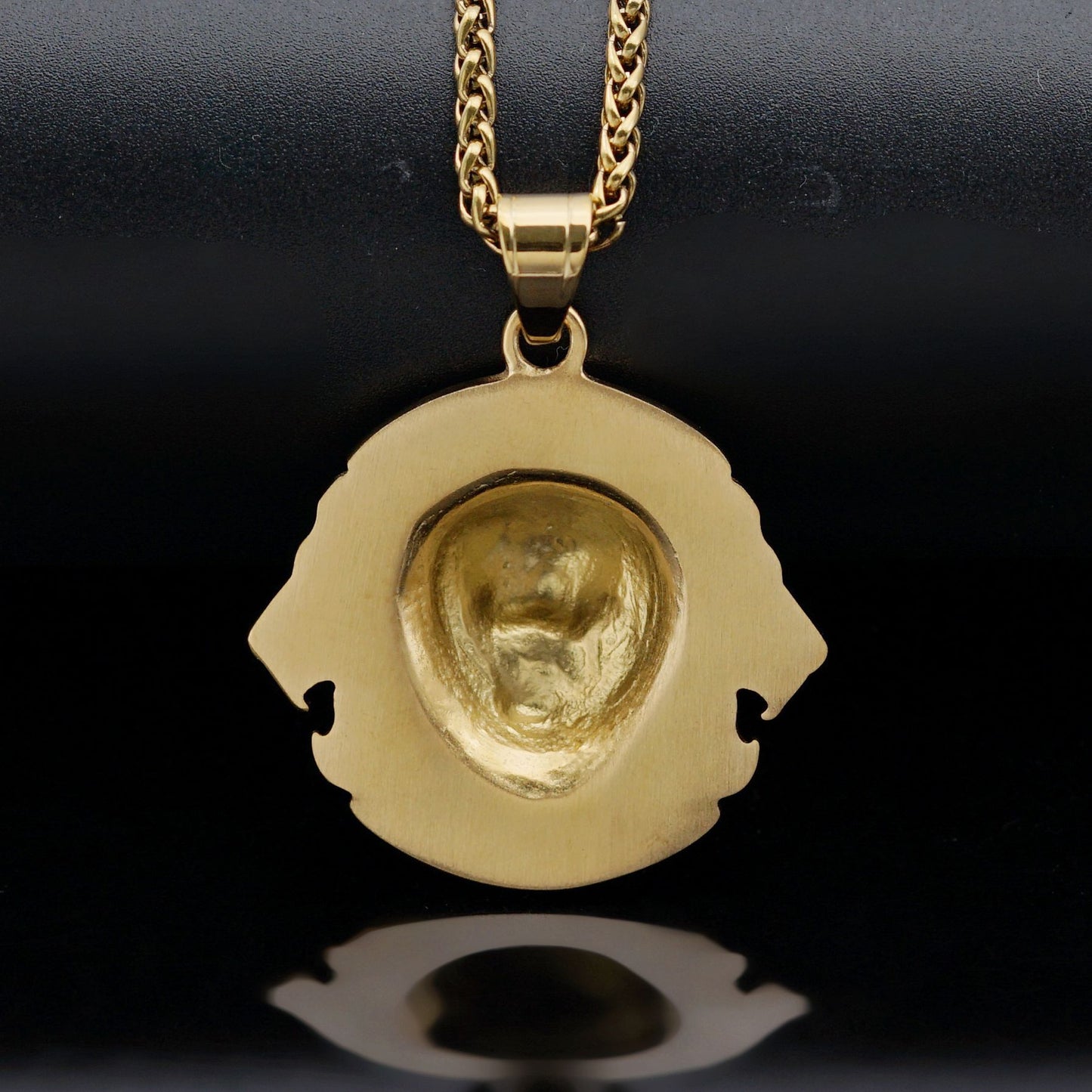 Planderful Lion Head Pendant Necklace Unisex Hip Hop Style Stainless Steel Gold Plated Bold Statement Jewelry