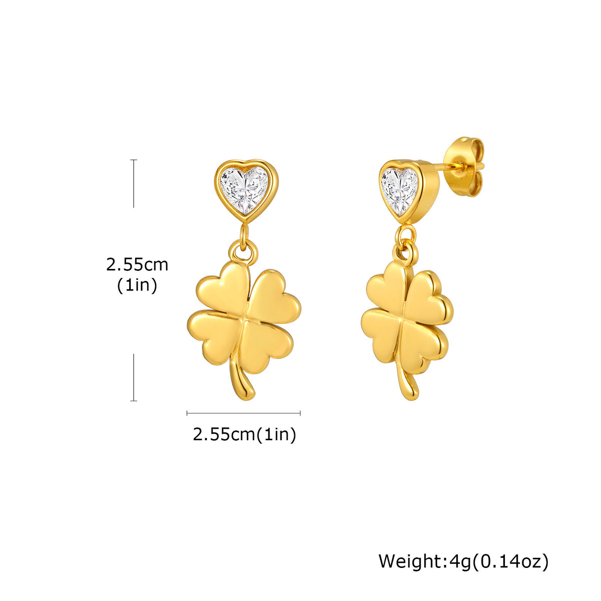 Stainless Steel Zircon Floral Heart Vintage Earrings