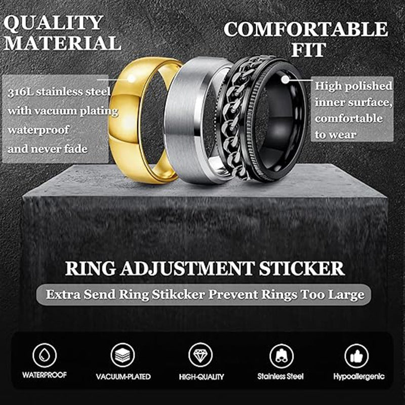 Planderful Everyday Genie Stainless Steel Ring Set For Men And Women Fade Resistant Durable Jewelry