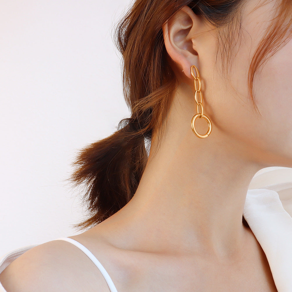 French Chic Gold Plated Asymmetric Earrings for Women By Planderful