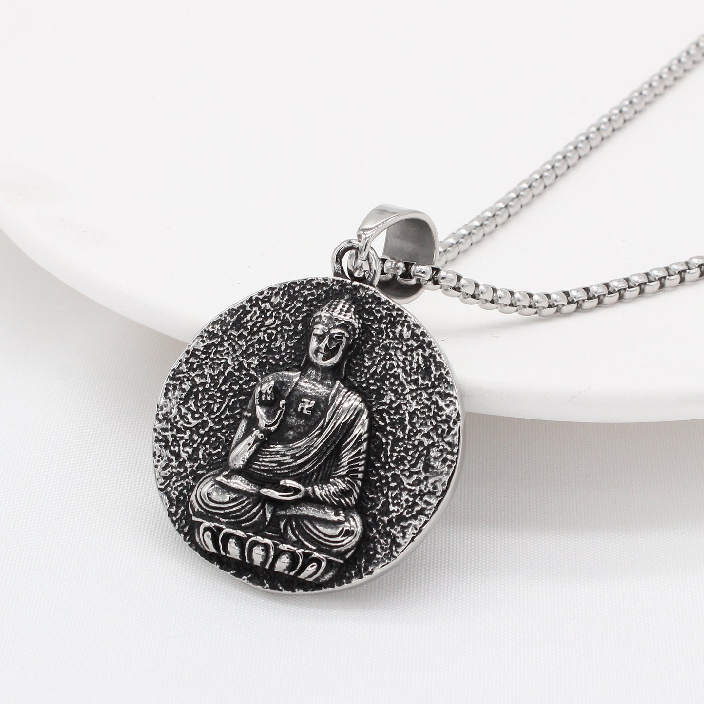 Buddha Pendant For Unisex Wear By Planderful Everyday Genie Titanium Steel Round Sacred Protection