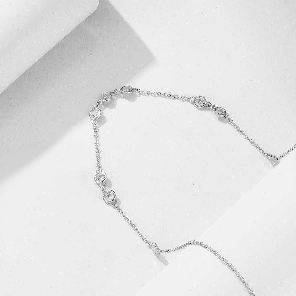925 Sterling Silver Classic Stacked Zircon Necklace Sense Versatile Necklace