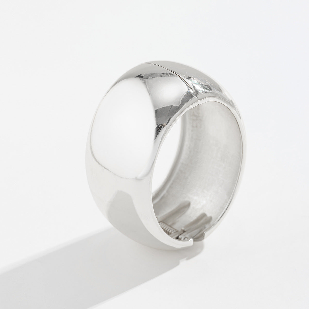 Planderful Vienna Verve Statement Bracelet For Women With Geometric Spring Buckle Bold Glossy Wide Cuff