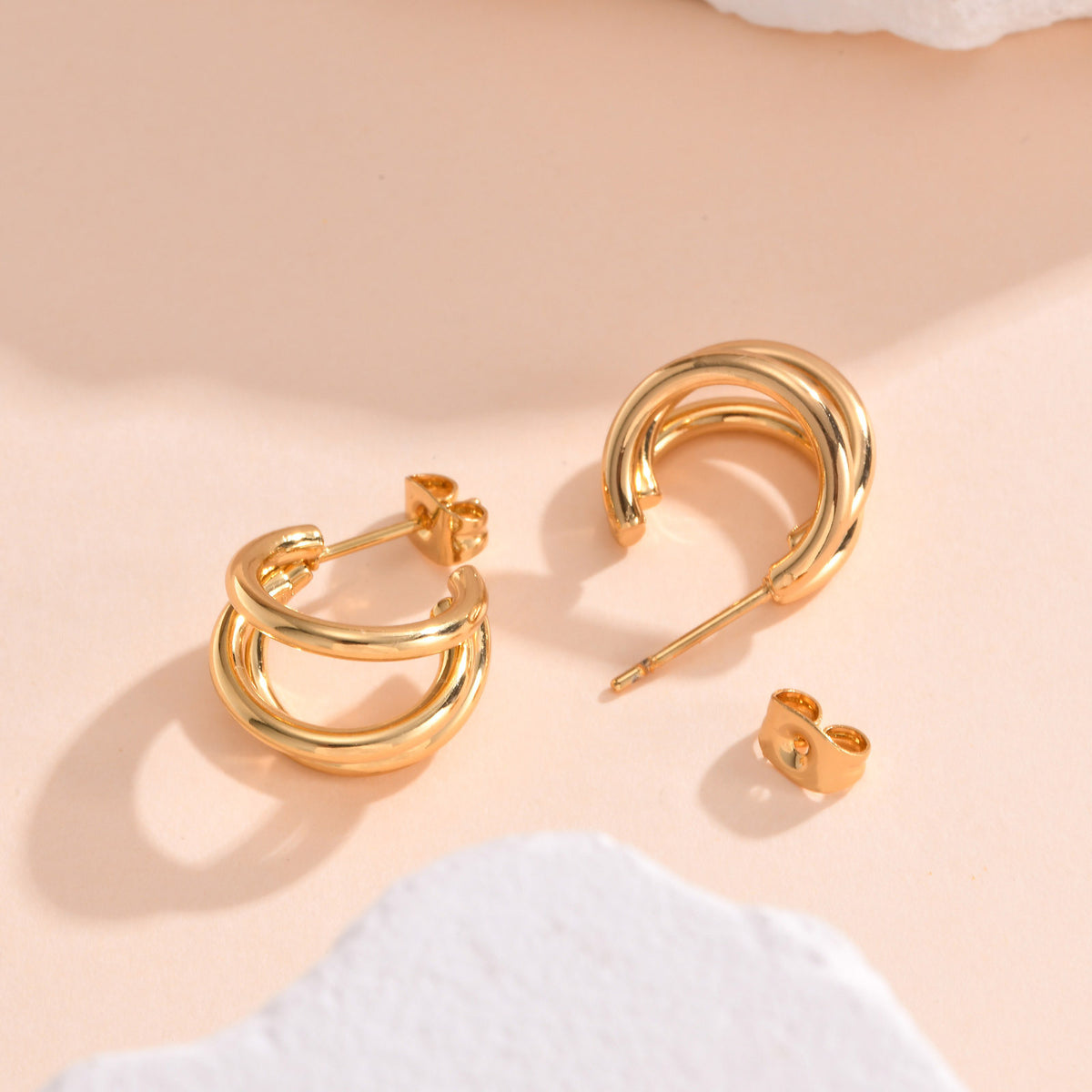 Modern Gold-Tone Stainless Steel Earrings