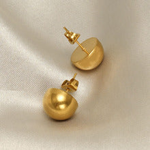 Planderful Hemisphere Stainless Steel Earrings For Women Glossy Statement Jewelry With Personalization Options
