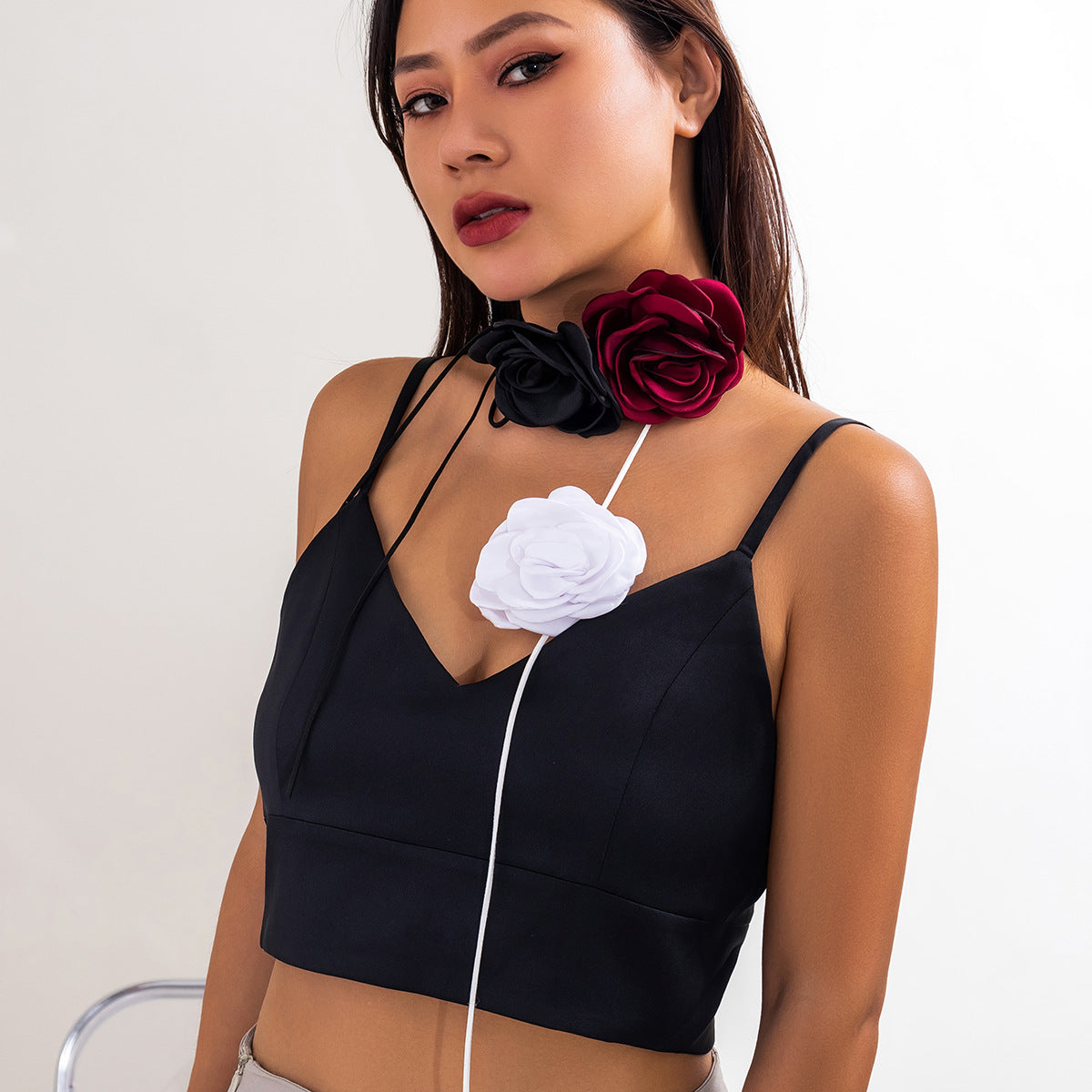 3D Rose Collar & French Camellia Necklace Set for Women by Planderful Verve Collection