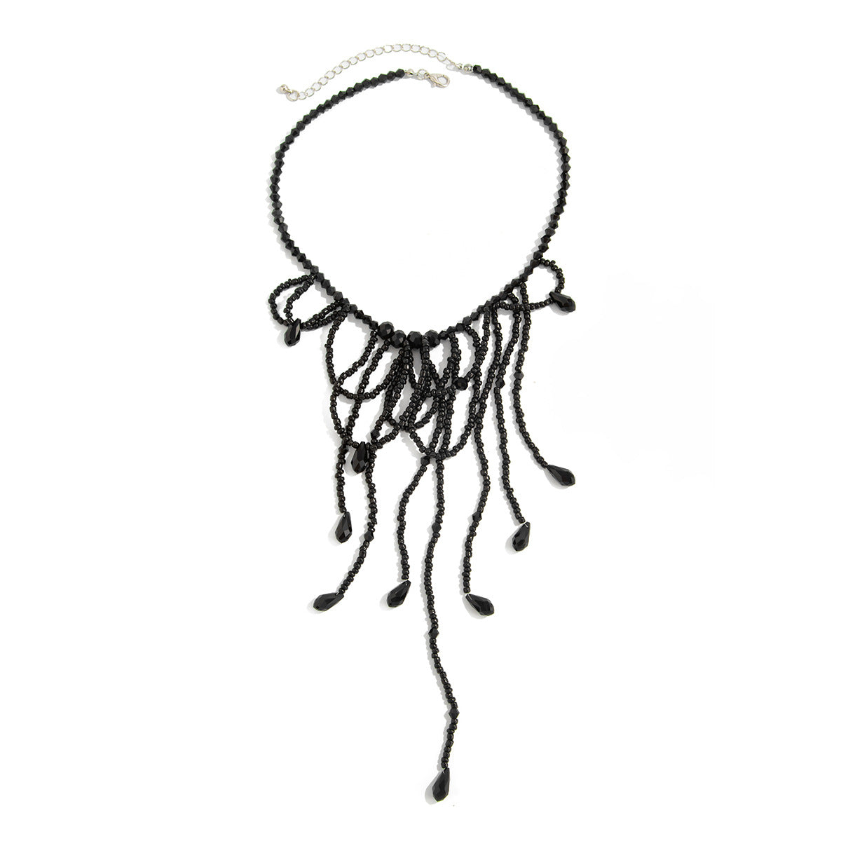 Gothic Beaded Blood-Drip Fringe Necklace