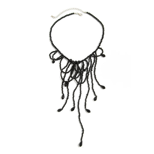 Gothic Beaded Blood-Drip Fringe Necklace