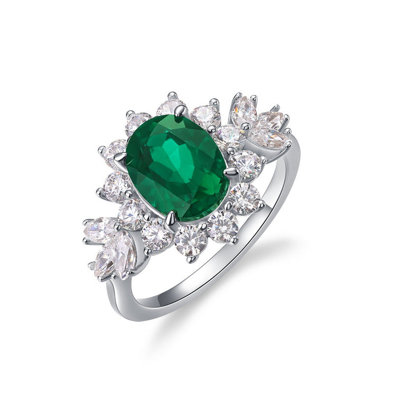 Planderful Classic Lab-Grown Emerald Sterling Silver Ring – Style 3