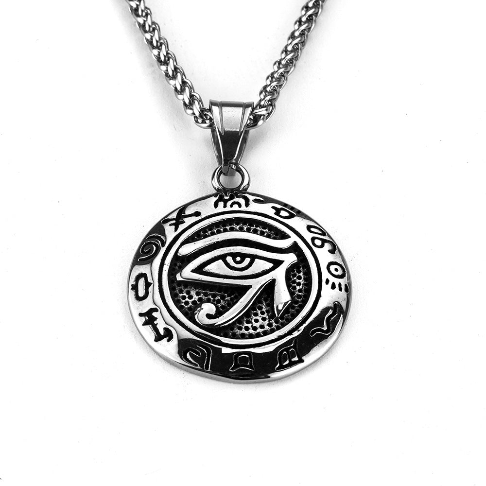 Vintage Men's Jewelry Stainless Steel Eye of Horus Pendant Necklace