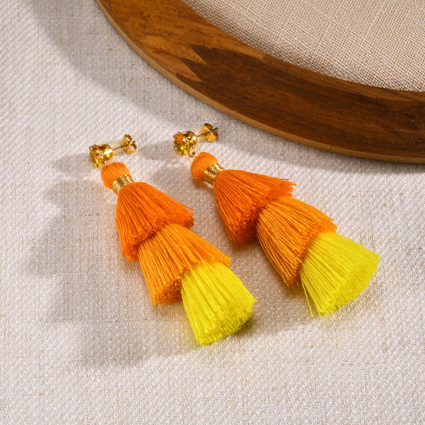 Various Stainless Steel Pomegranate Zircon Three-Color Earrings Women